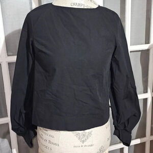 Babaton Aritzia Womens Black Niki Balloon Sleeve Poplin Blouse‎ XS